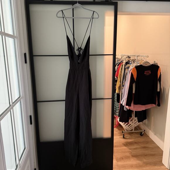 Free People Emma Jumpsuit Women’s Size L Black Linen Blend Woven Revolve Shopbop - Picture 15 of 16